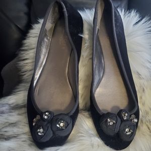Talbots Black Velvet Flats Size 8b
